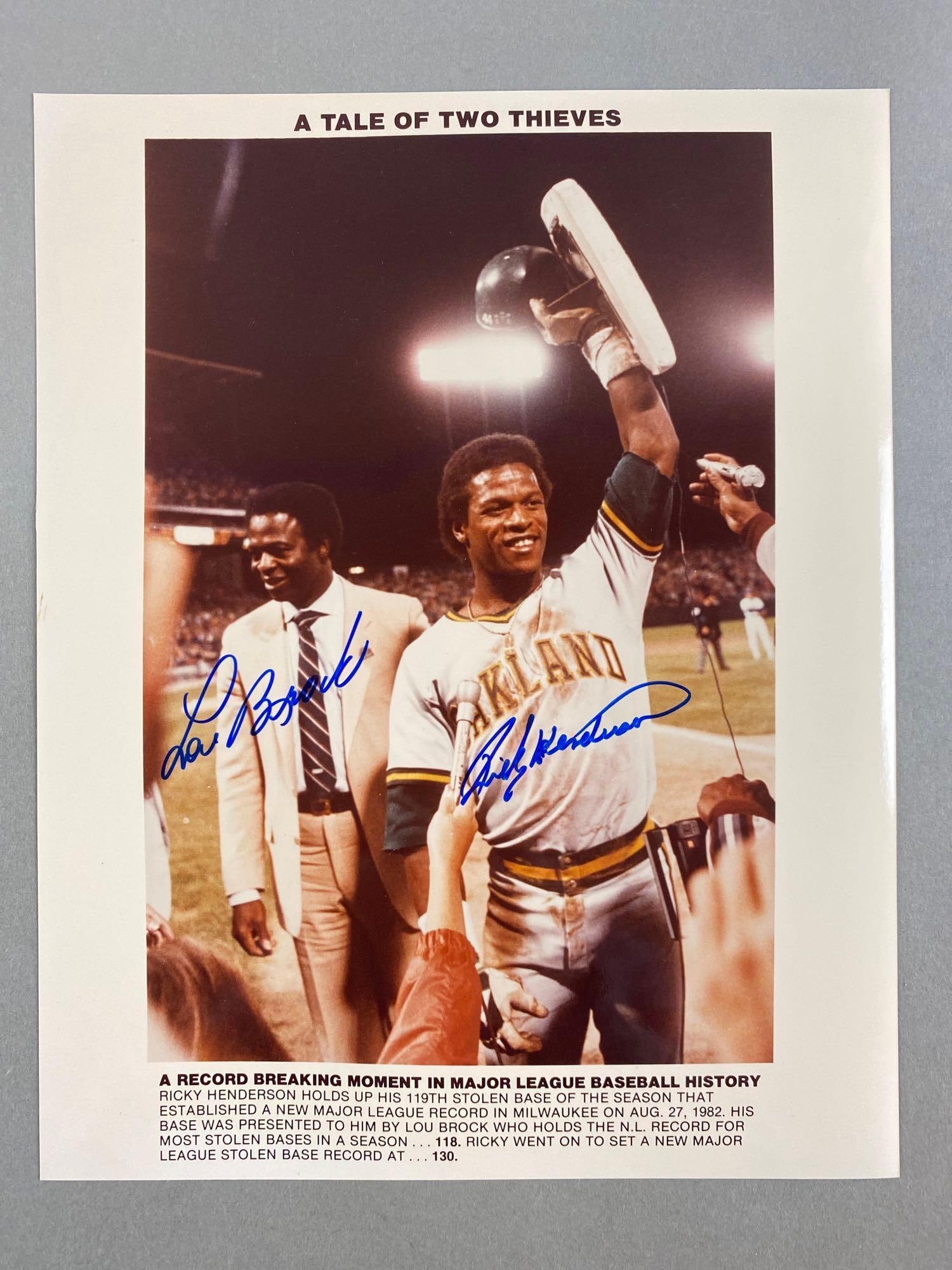 Lou Brock and Rickey Henderson Signed A Tale of Two Thieves Photo (1 of 2)