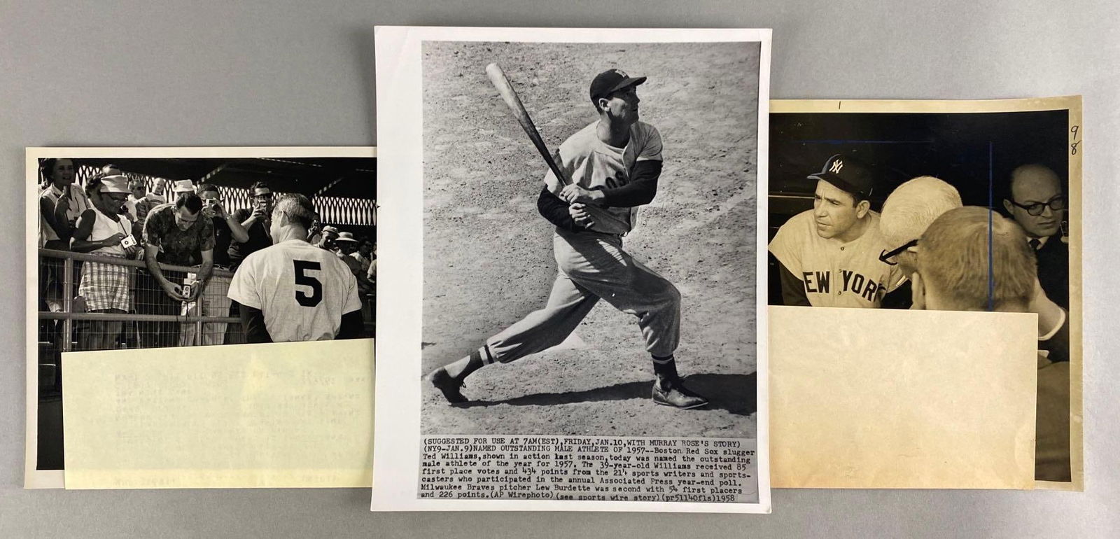 Joe DiMaggio, Yogi Berra, and Ted Williams Type 1 Photos (1 of 7)