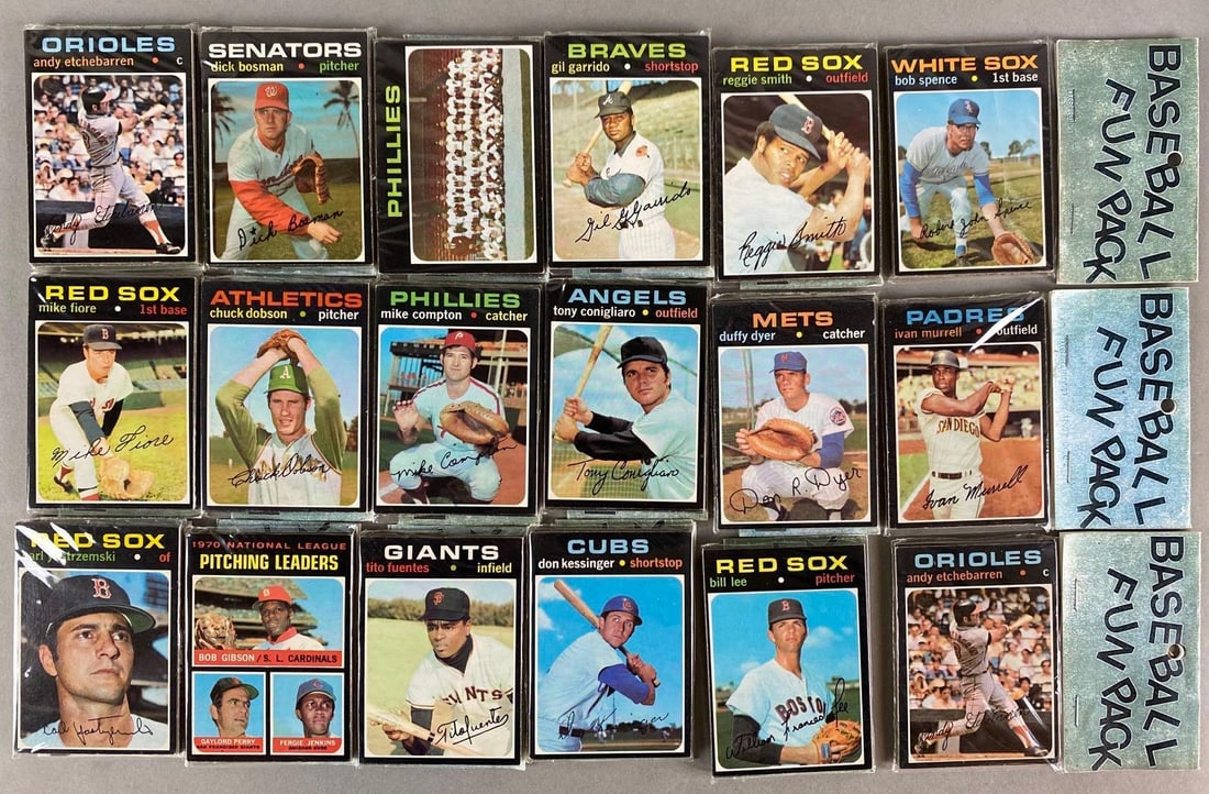 1971 Topps Baseball West Corp. Cello Fun Packs Vending Box with HOFs Showing (1 of 4)