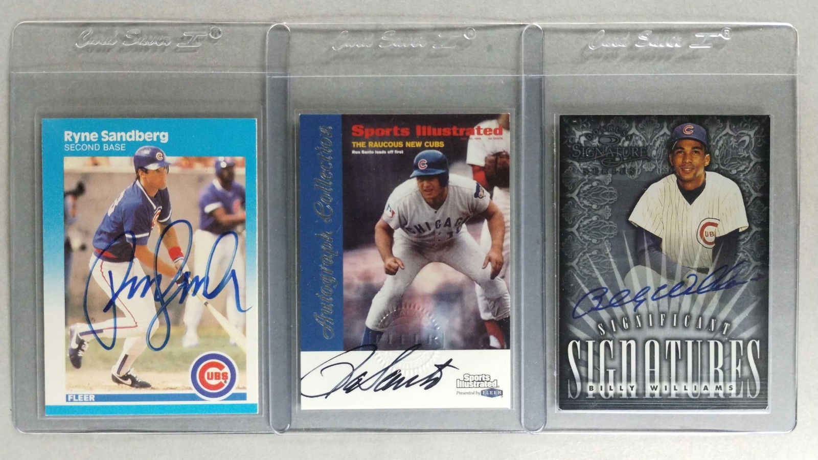 3 - Chicago Cubs HOFs Signed Cards - Sandberg, Santo, and Williams (1 of 7)