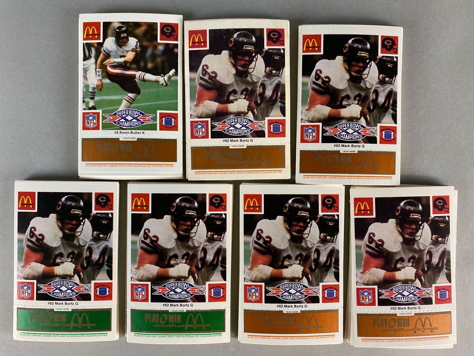7 - 1986 McDonalds Chicago Bears Sets Green and Orange (1 of 2)