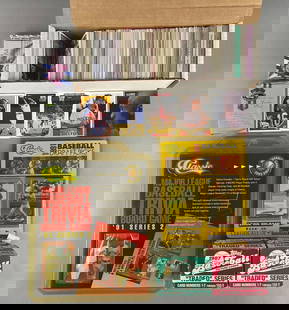 300+ Assorted Sports Cards, Unopened Classic Packs, and Topps Traded Sets: This contains Baseball, Football, and Basketball cards, Michael Jordan and Derek Jeter cards, unopened Classic sets, 1987 and 1989 Topps Traded sets, non-sports cards, and much more