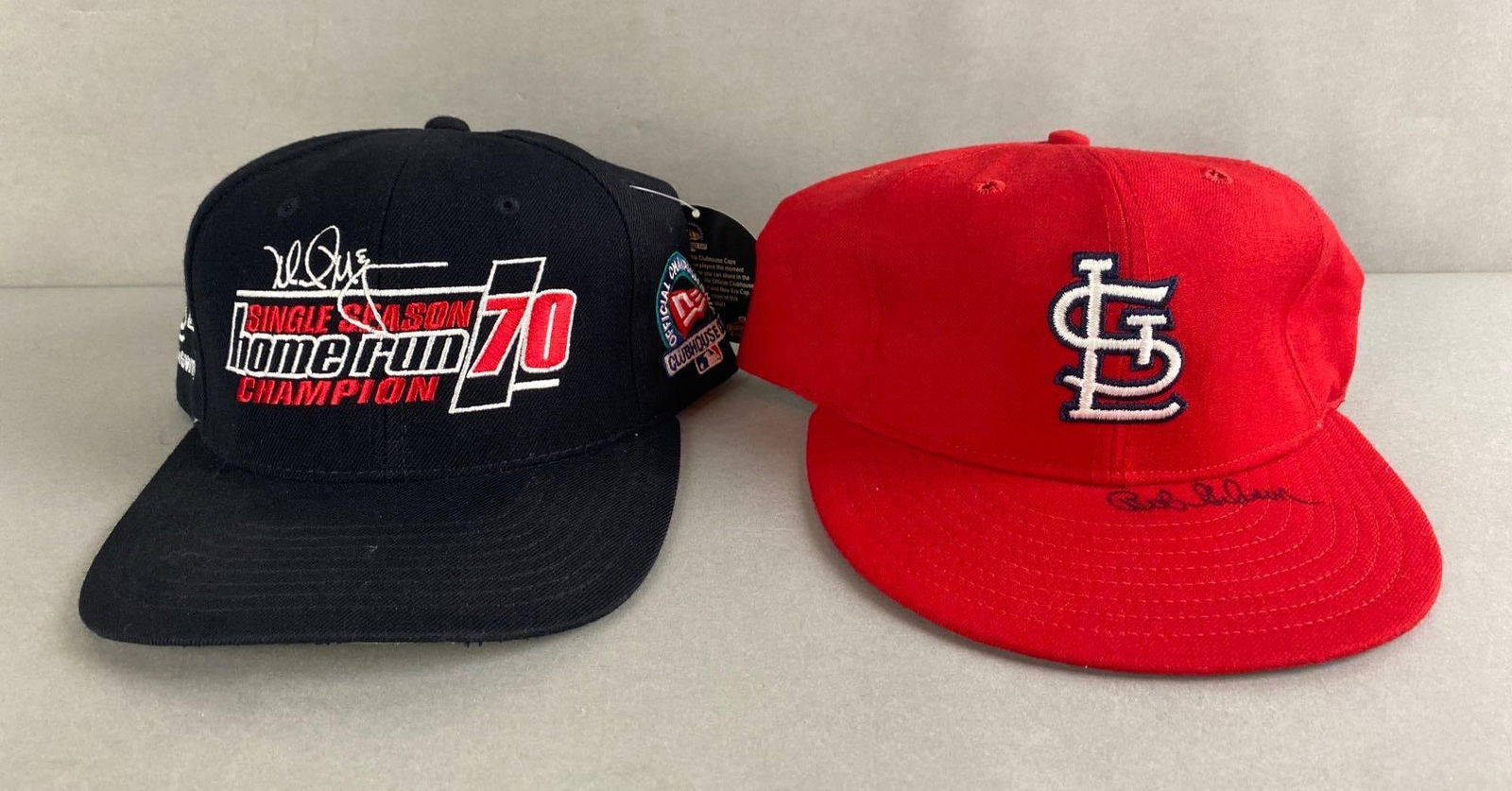 Bob Gibson Signed St Louis Cardinals Hat + Mark McGwire 70n HR Champ Hat (1 of 4)
