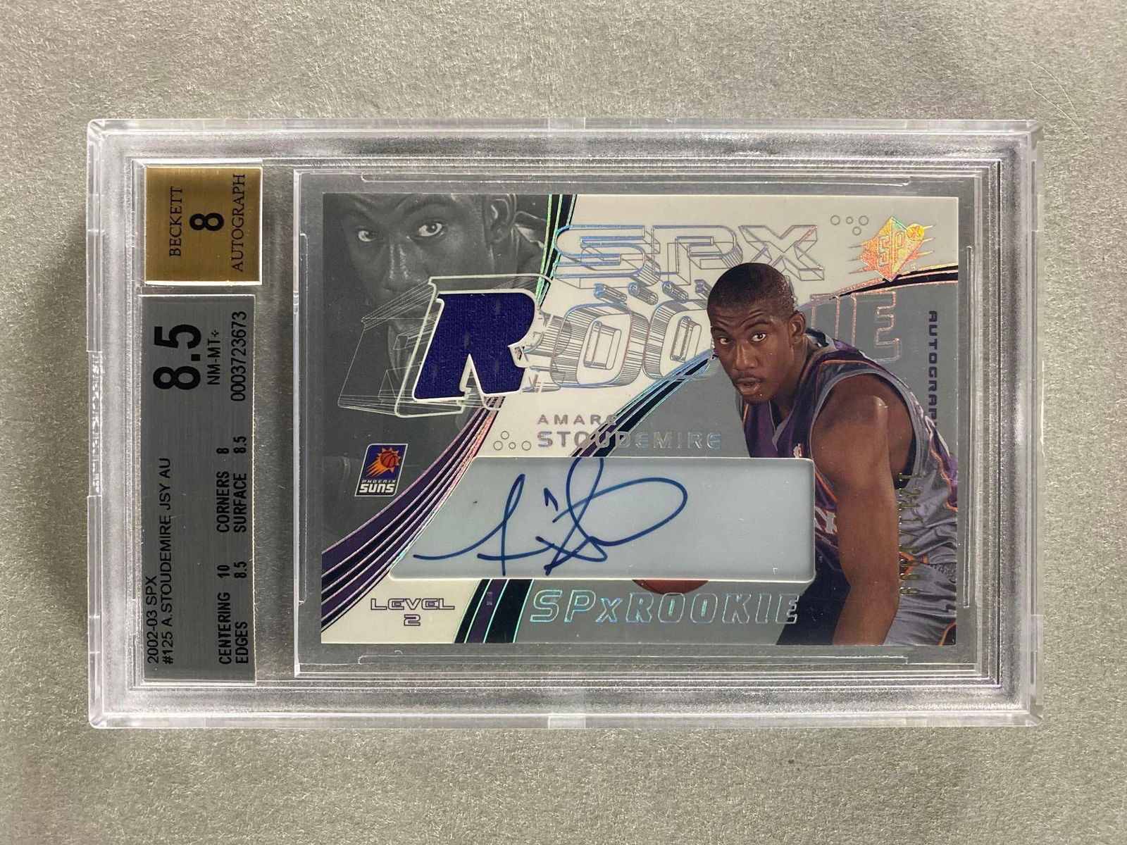 2002 - 03 SPX Amare  Rookie Autographed Jersey Insert #125 BGS 8.5 Auto 8 (1 of 2)