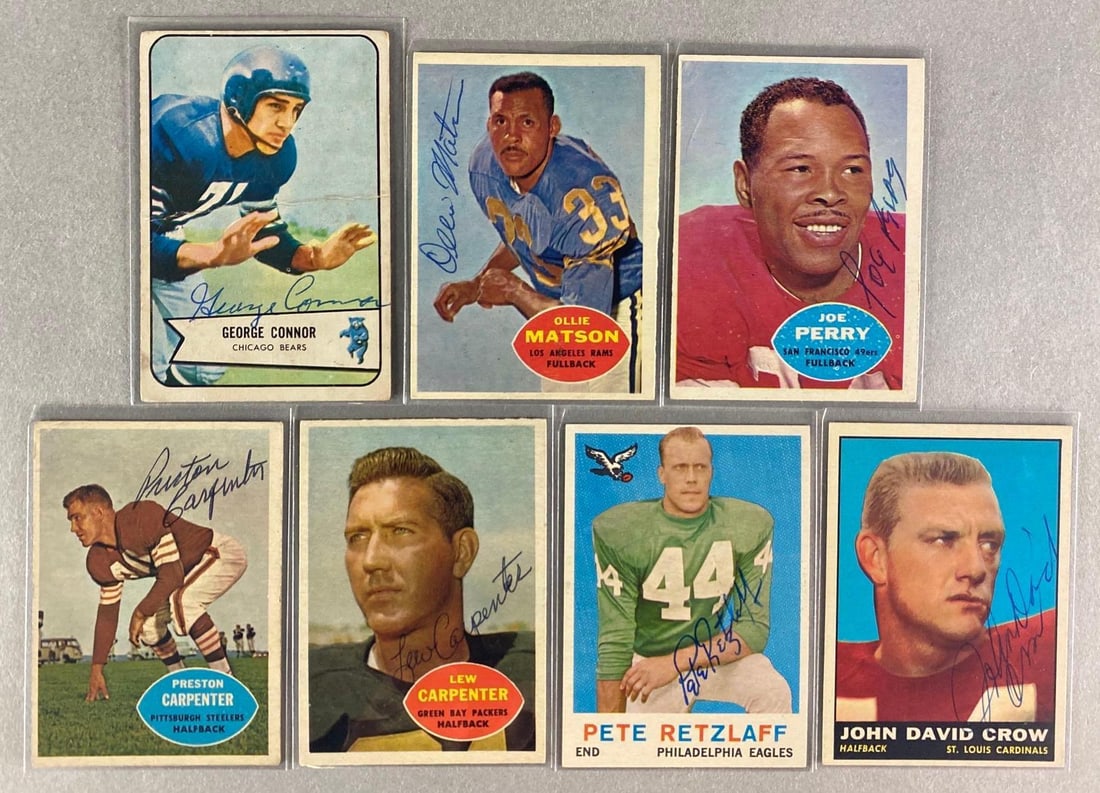7 - Signed 1950s - 60s Football Cards with HOFs (1 of 2)