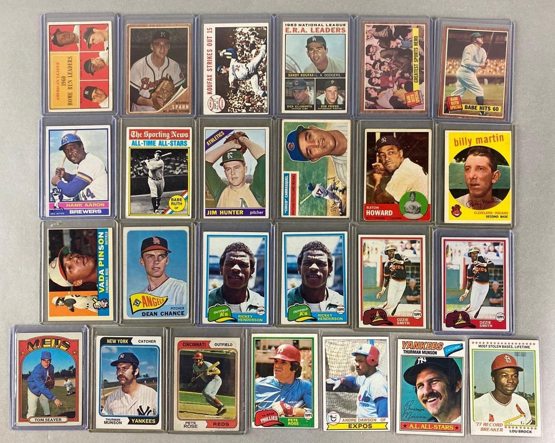 25 - 1956 - 81 Topps Baseball HOFs and Star Cards with Mantle, Aaron, and Ruth (1 of 2)
