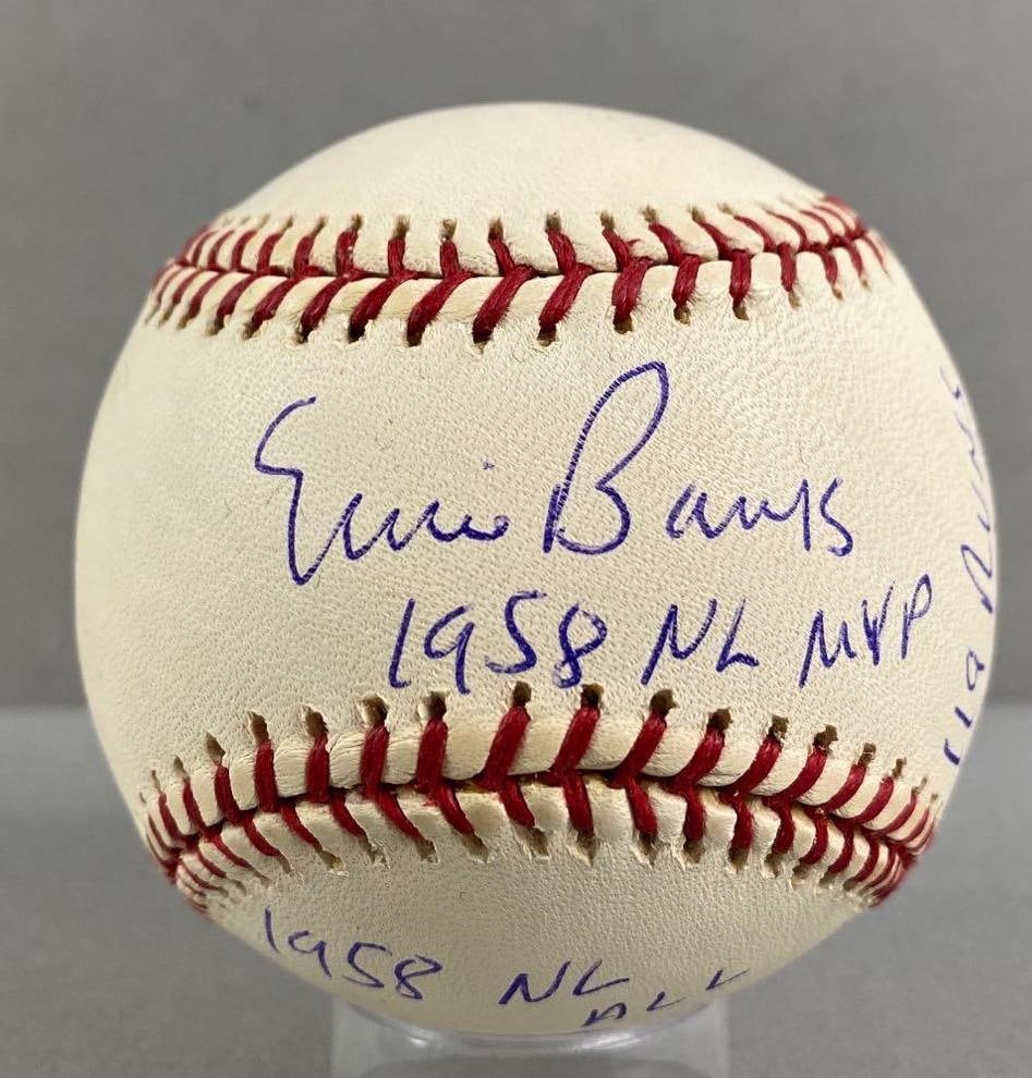 Ernie Banks Signed Baseball with Inscription, Stats, Box and COA 27/58 (1 of 5)