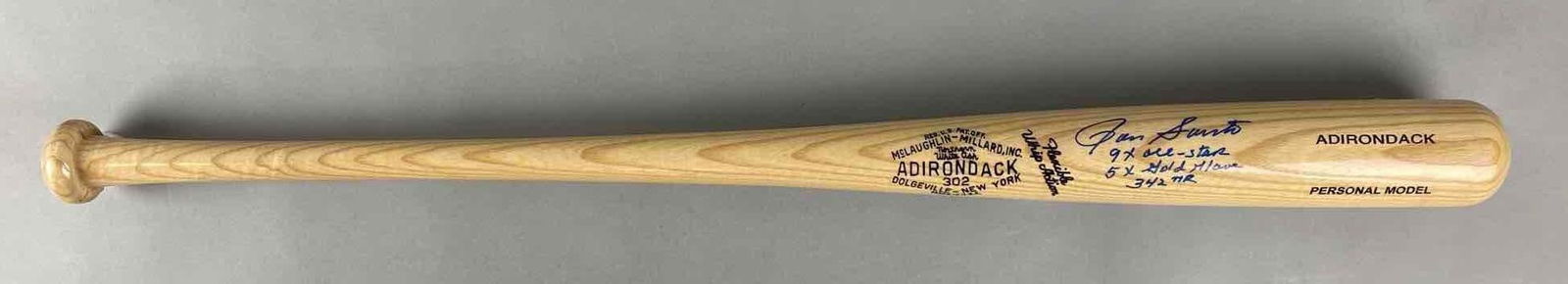 Ron Santo Signed Personal Model Baseball Bat with Stats and COA (1 of 6)