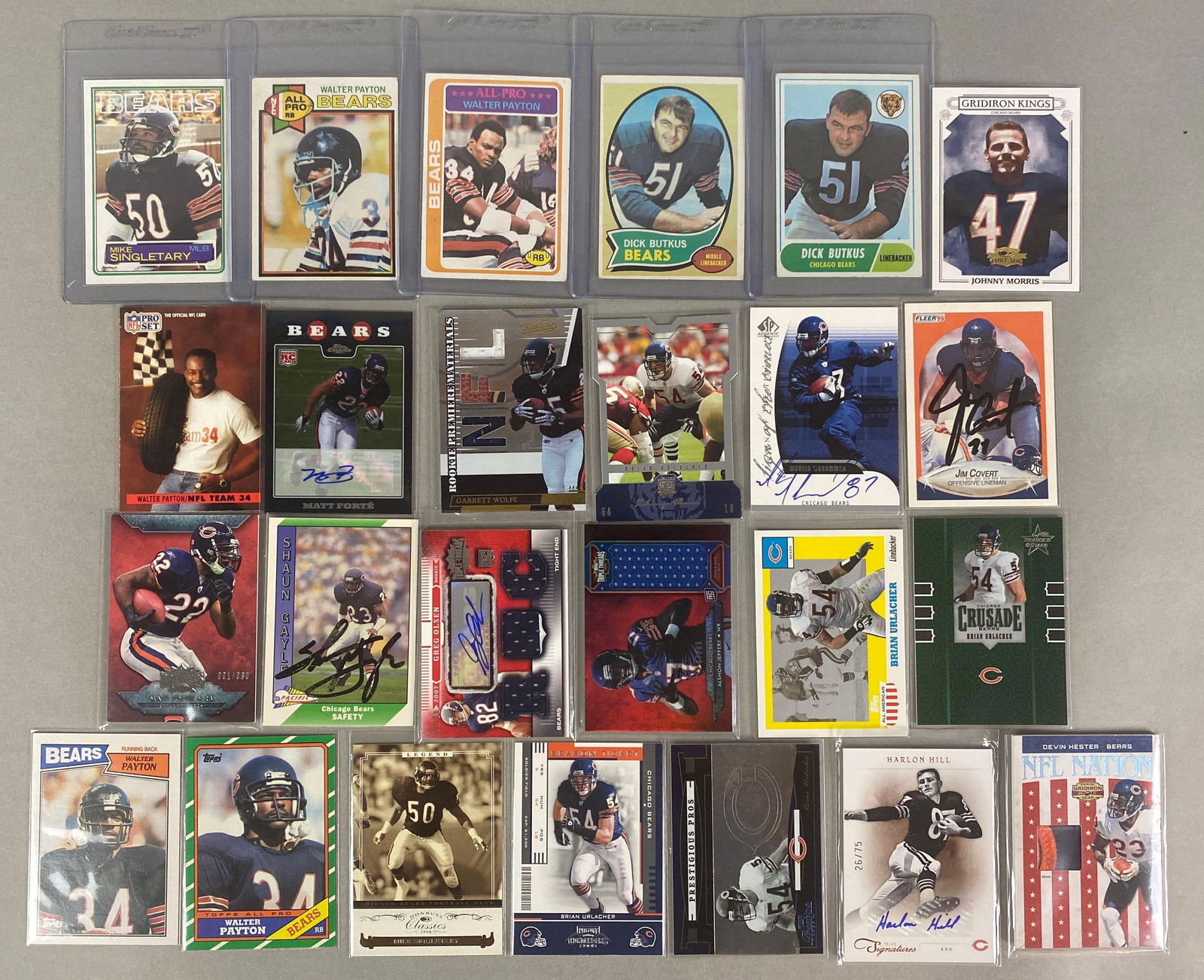 25 - Chicago Bears Cards with Dick Butkus, Walter Payton, Jerseys, Signatures and More (1 of 2)