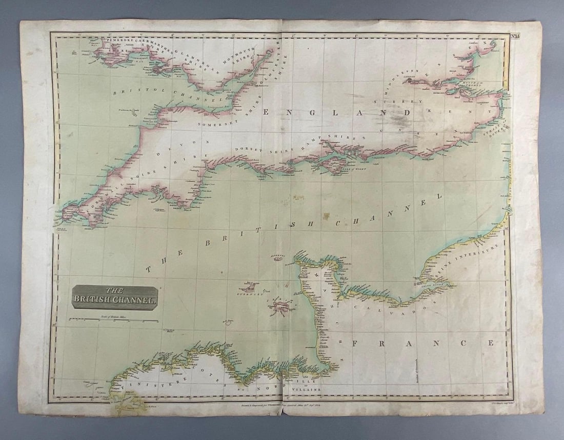 1814 Thomson New General Atlas The British Channel Map (1 of 4)