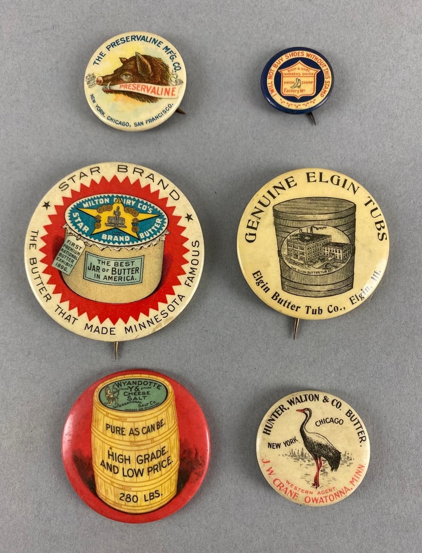 Group of 6 Vintage Illinois Advertising Pins (1 of 2)