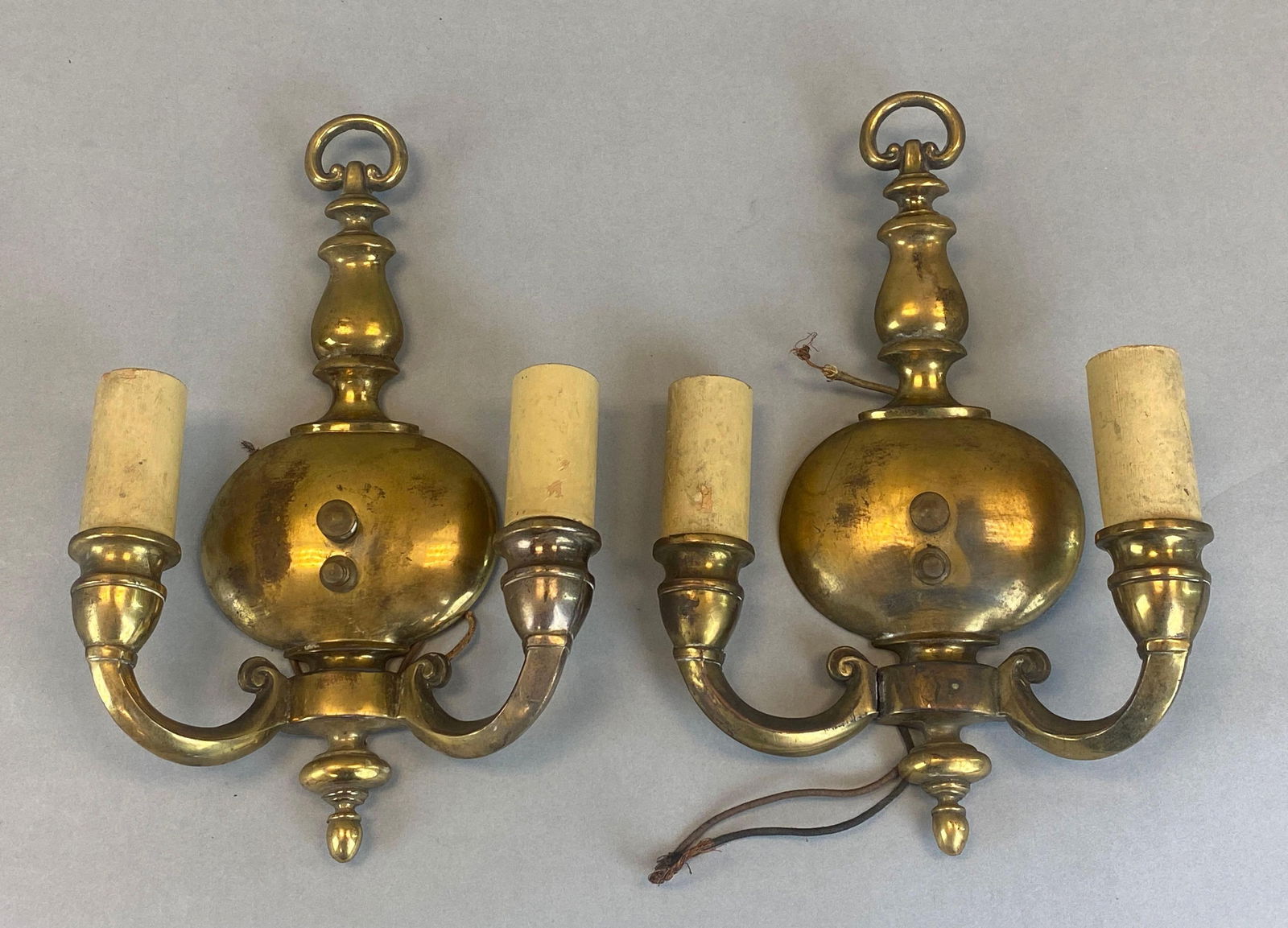 Antique Group of Brass Electric Double Wall Sconce (1 of 3)