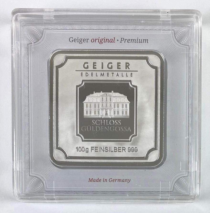 Geiger Edelmetalle 100 gram 999 Fine Silver Ingot / Bar (1 of 2)