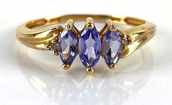 10K Gold Gemstone and Diamond Ring (1 of 5)