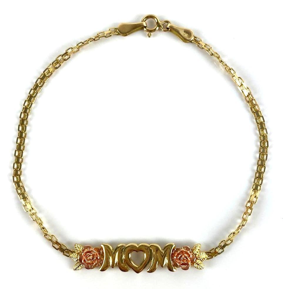 14K Gold Mom Bracelet: 2.8g, measures 7 1/2 inches long