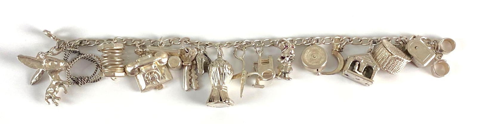 Sterling Silver Charm Bracelet with 16 Charms (1 of 6)