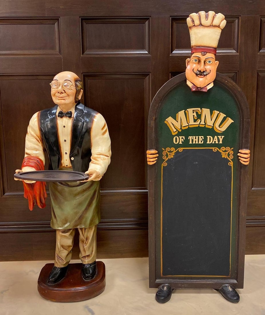 Pair of Restaurant Props: Some scratches throughout, tallest measures 45 x 16 x 3 inches