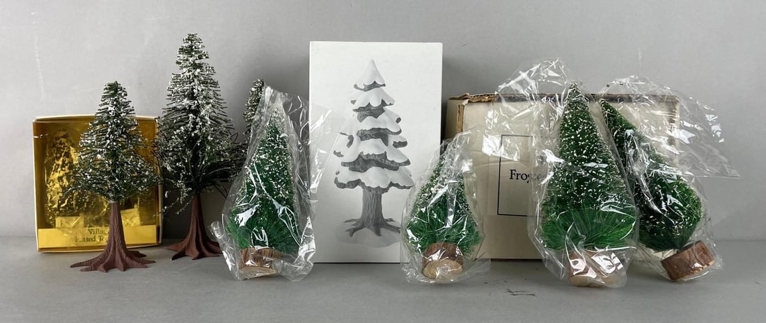 Group of 9 Department 56 Snow Village Evergreen Trees (1 of 4)