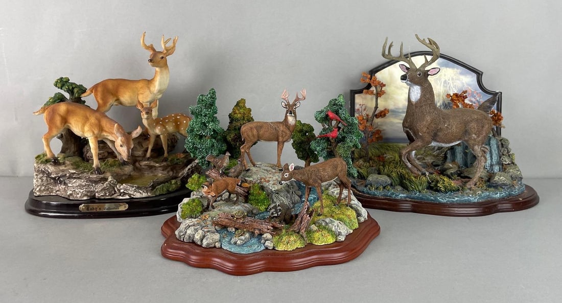 Group of 3 Deer Resin Sculptures (1 of 8)