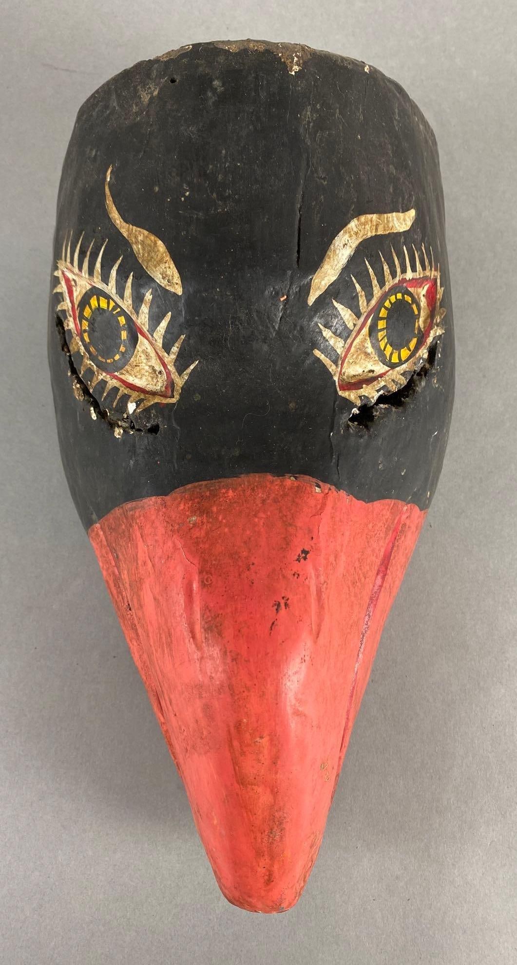 Hand-Painted Wood Carved Bird Mask (1 of 5)