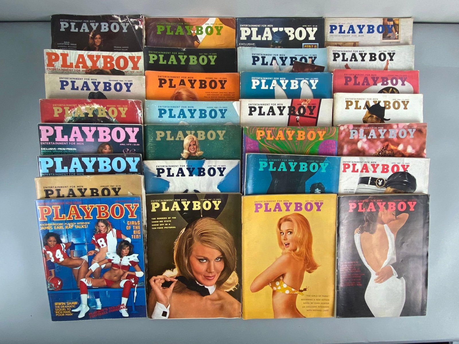 Group of 20+ Playboy Adult Magazines: 1960s-1970s, Some loose pages.