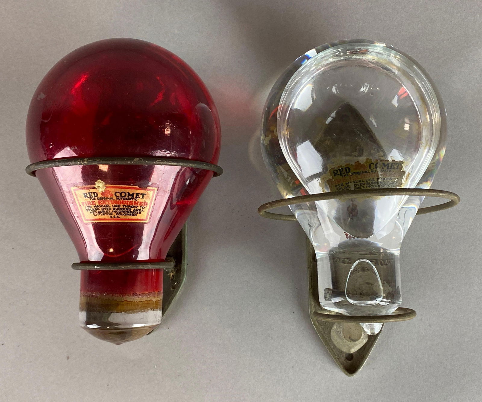 Group of 2 Red Comet Glass Fire Extinguishers (1 of 3)