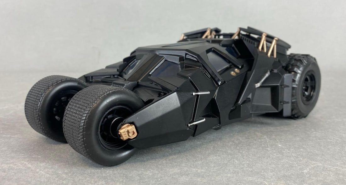 Jada Toys Batman Begins Batmobile Tumbler: 1/24 scale, measures 2 1/2 x 8 x 4 3/4 inches