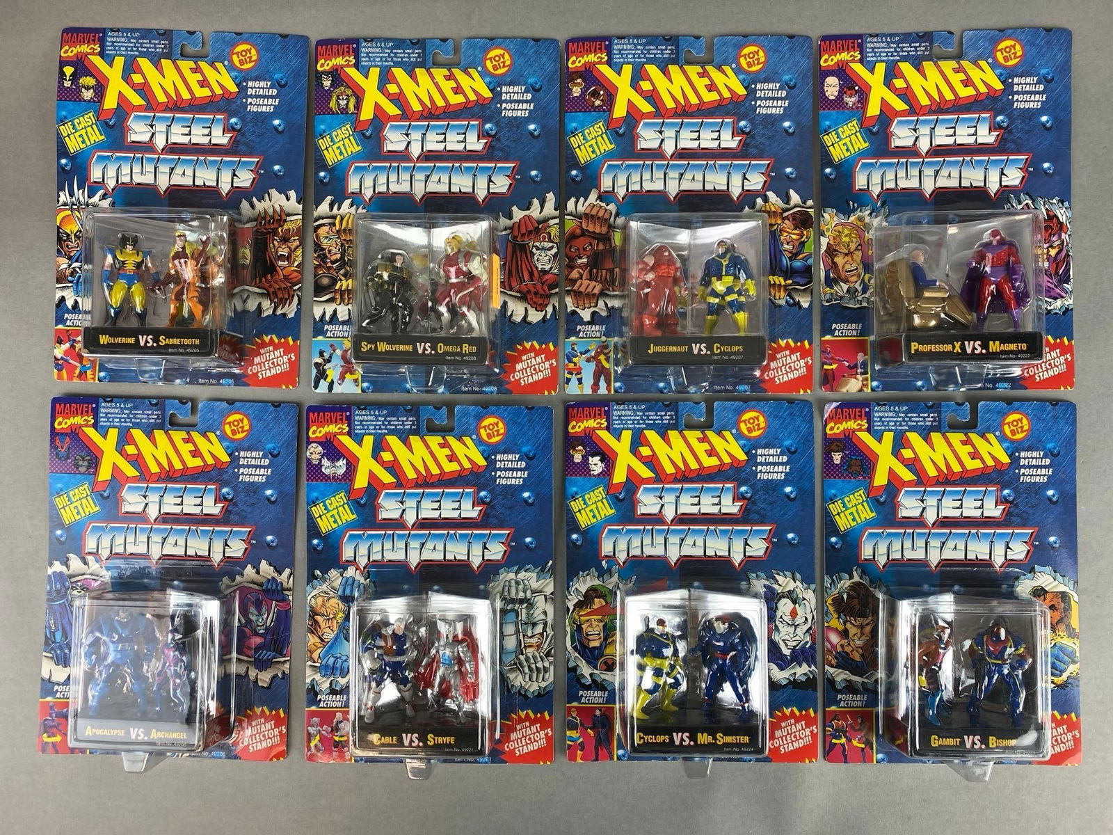 Group of 8 1994 Marvel X-Men Steel Mutants Die-Cast Action Figures (1 of 2)