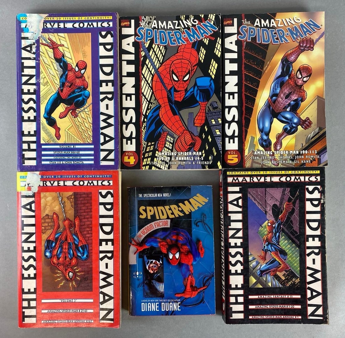 Group of 6 Spider-Man Books: Includes The venom factor, amazing fantasy No. 15, Volume 2 and more