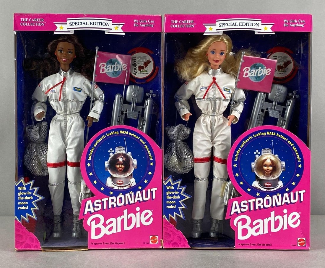 Group of 2 Mattel Astronaut Special Edition Barbie Fashion Dolls: 1994, The Career Collection / We Girls Can Do Anything. MIB, doll is 11 1/2 inches tall.
