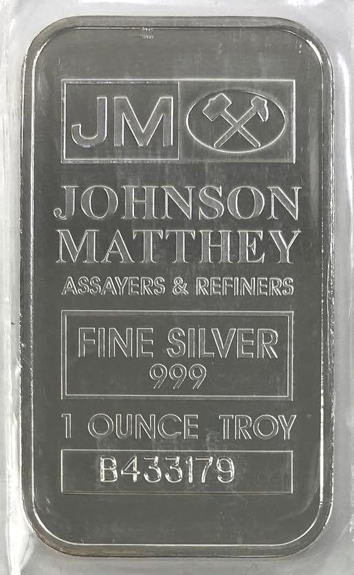 Johnson Matthey Vertical 1oz. 999 Fine Silver Ingot / Bar (1 of 2)