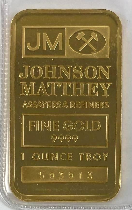 Johnson Matthey Vertical 1oz. 9999 Fine Gold Ingot / Bar (1 of 3)