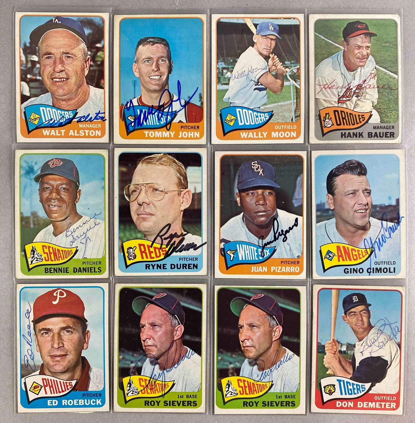 12 - Signed 1965 Topps Baseball Cards with HOF and Stars, and LOA (1 of 3)