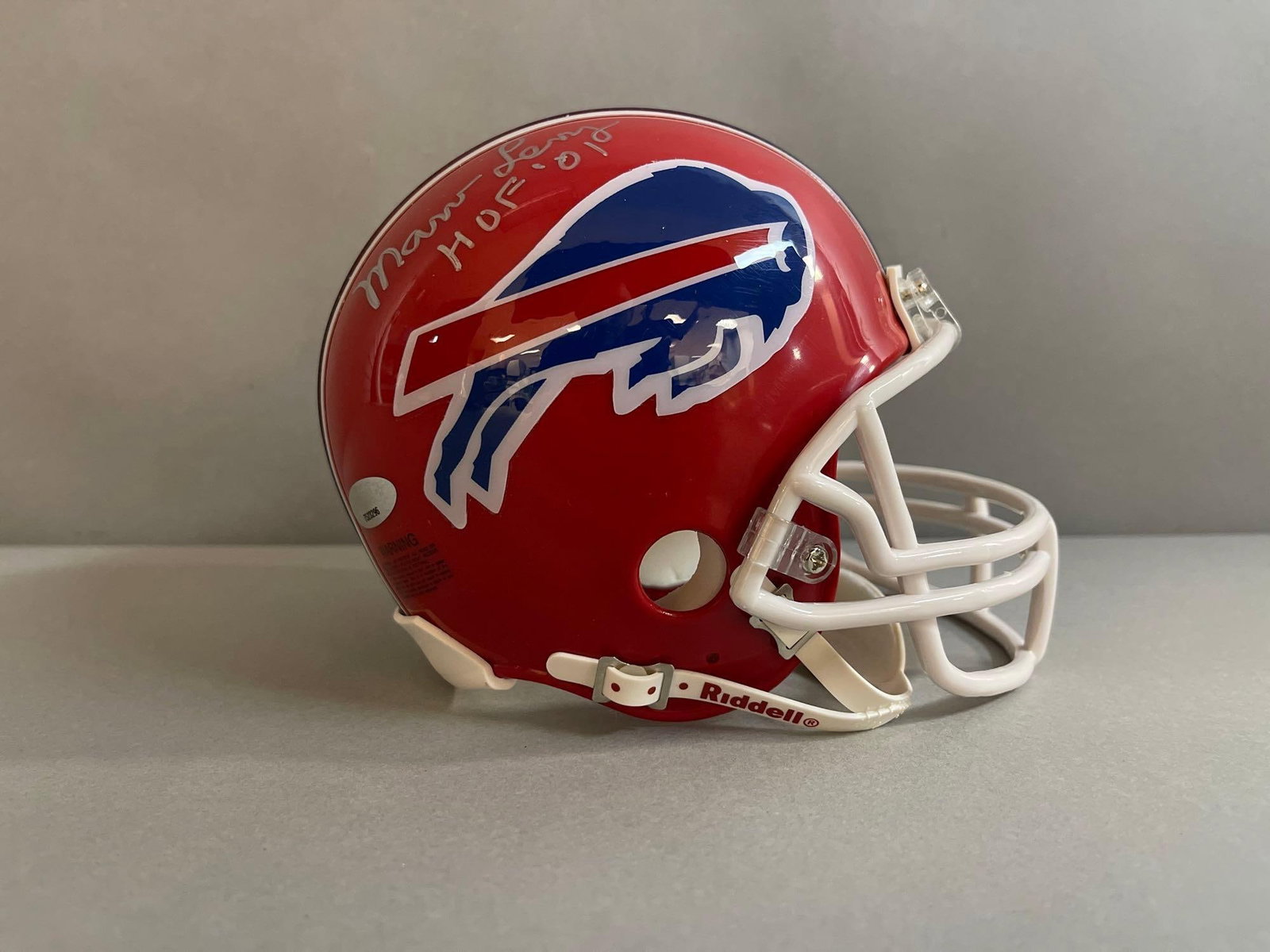 Signed Marv Levy HOF 01 Buffalo Bills Mini Helmet with Display Case and COA (1 of 4)