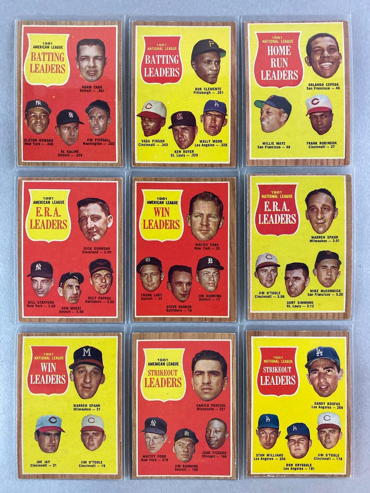 9- 1962 Topps Baseball Leaders Cards - Full of HOFs (1 of 2)