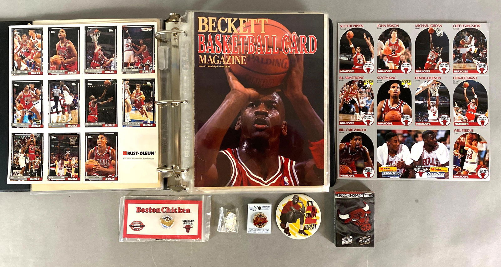 Group of Chicago Bulls Memorabilia with Autographs and Uncut Sheets (1 of 5)