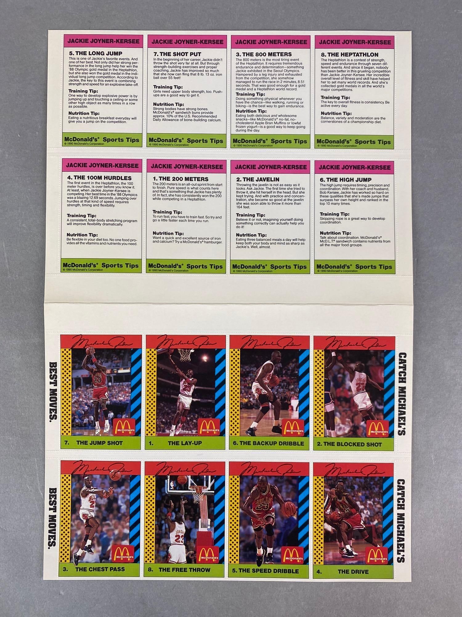 1990 McDonalds Sports Tips Michael Jordan Pink Back Uncut Sheet (1 of 2)