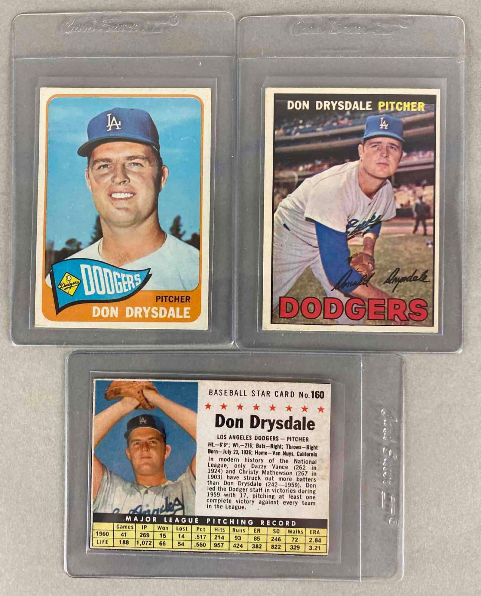 1965, 67, Topps, and 1961 Post Don Drysdale Cards (1 of 2)