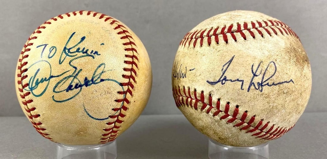 Dennis Eckersley and Tony LaRussa Game Used Signed Baseballs (1 of 4)