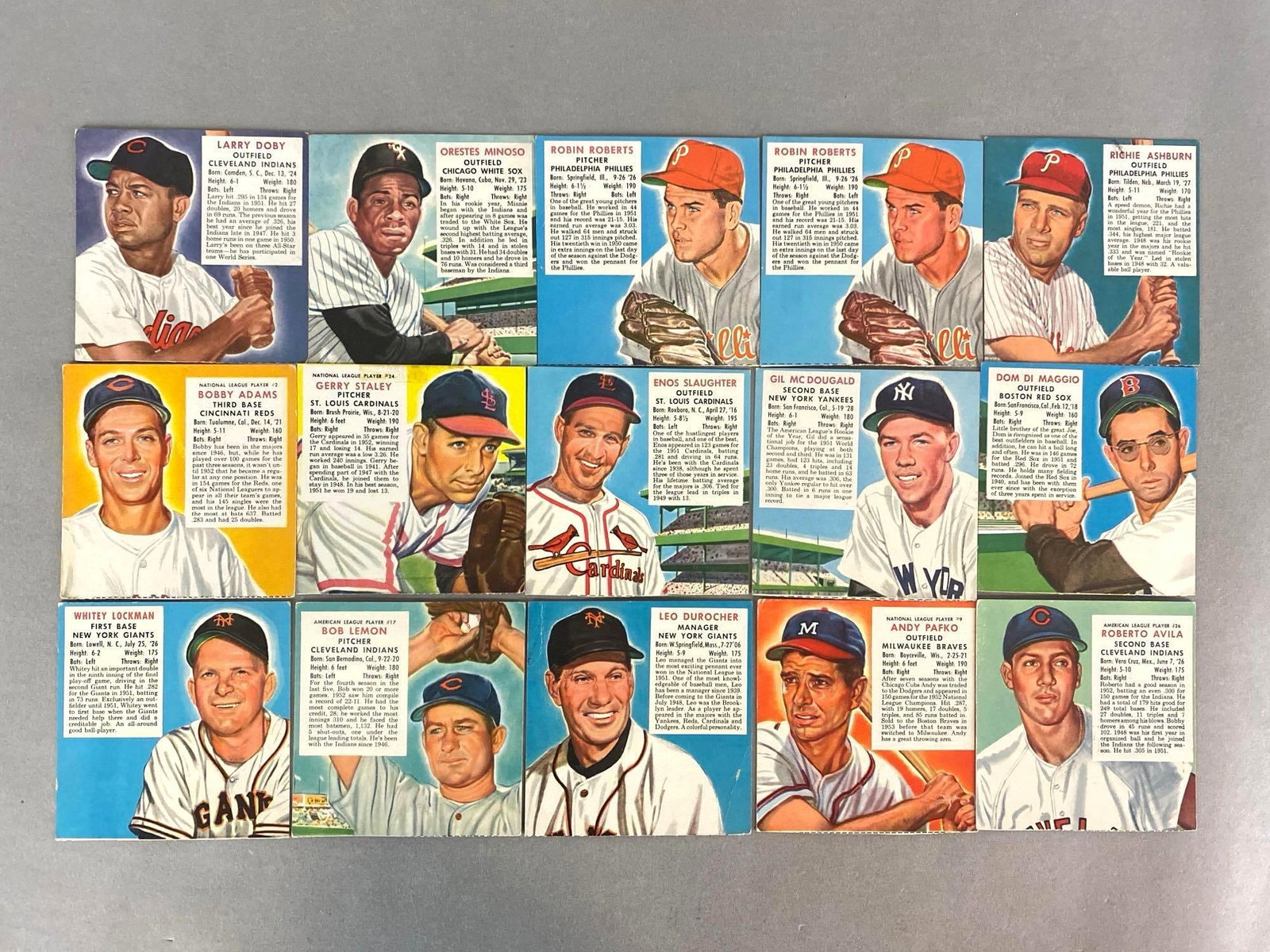 15 - 1952 and 53 Red Man Baseball Cards with HOFs (1 of 2)