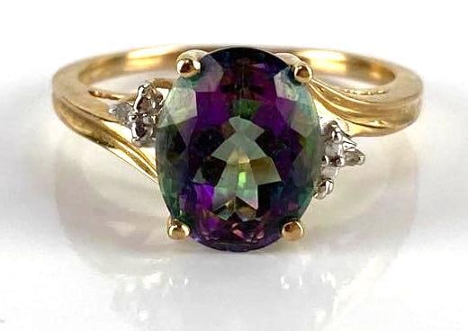 10K Gold Alexandrite and Diamond Ring (1 of 5)