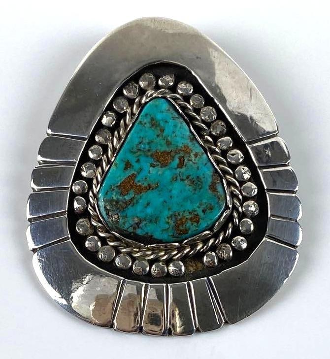 Sterling Silver Native American Turquoise Pendant (1 of 4)