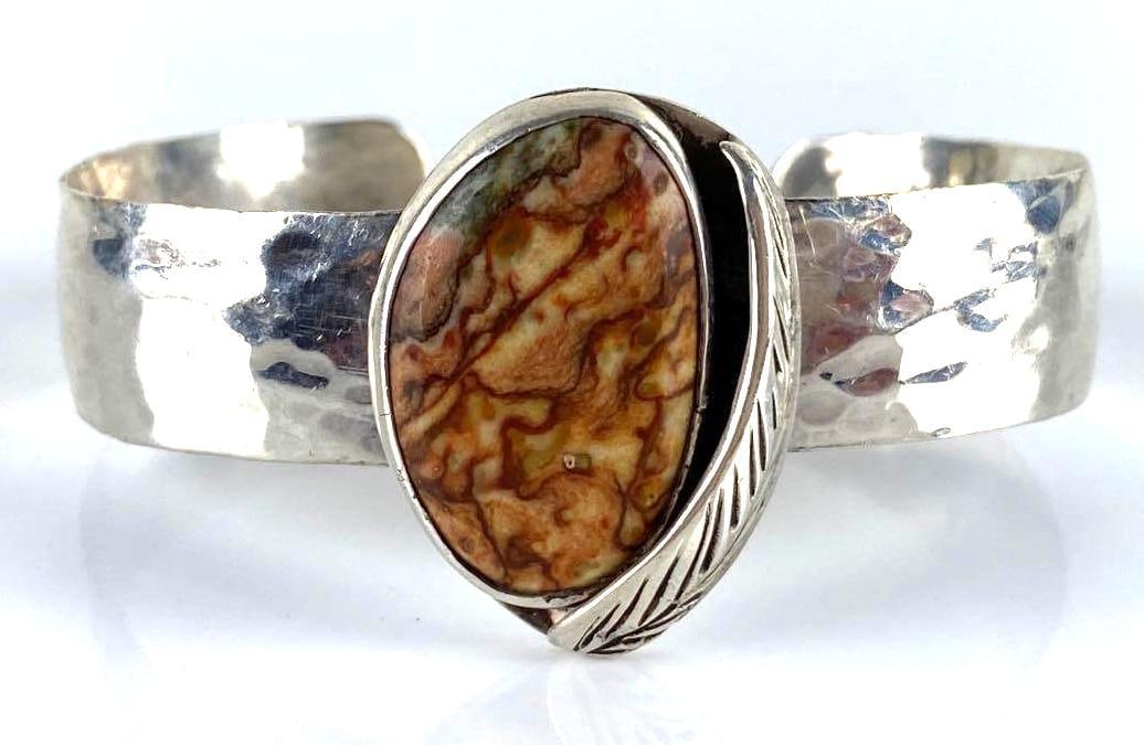 Sterling Silver Native American Hardstone Cuff Bracelet (1 of 5)