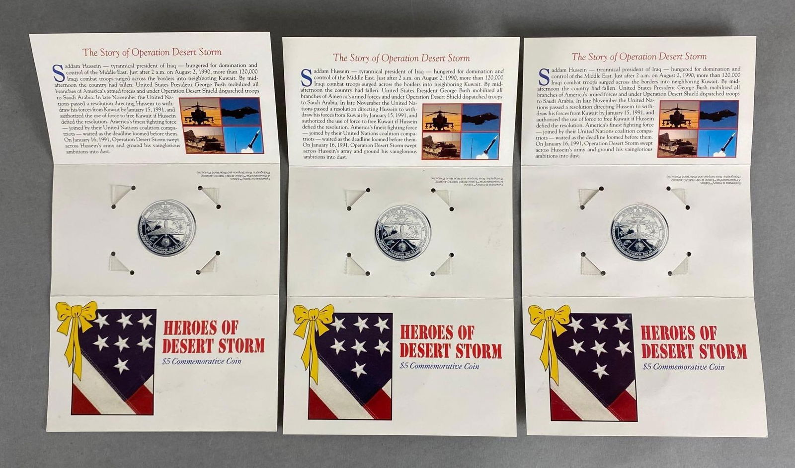 Group of 3 Heroes of Desert Storm $5 Commemorative Coins (1 of 3)