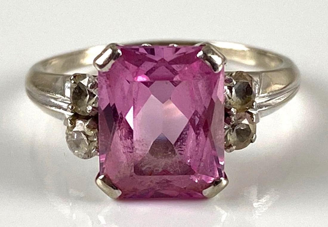 14k White Gold Pink and Clear Topaz Ring (1 of 7)