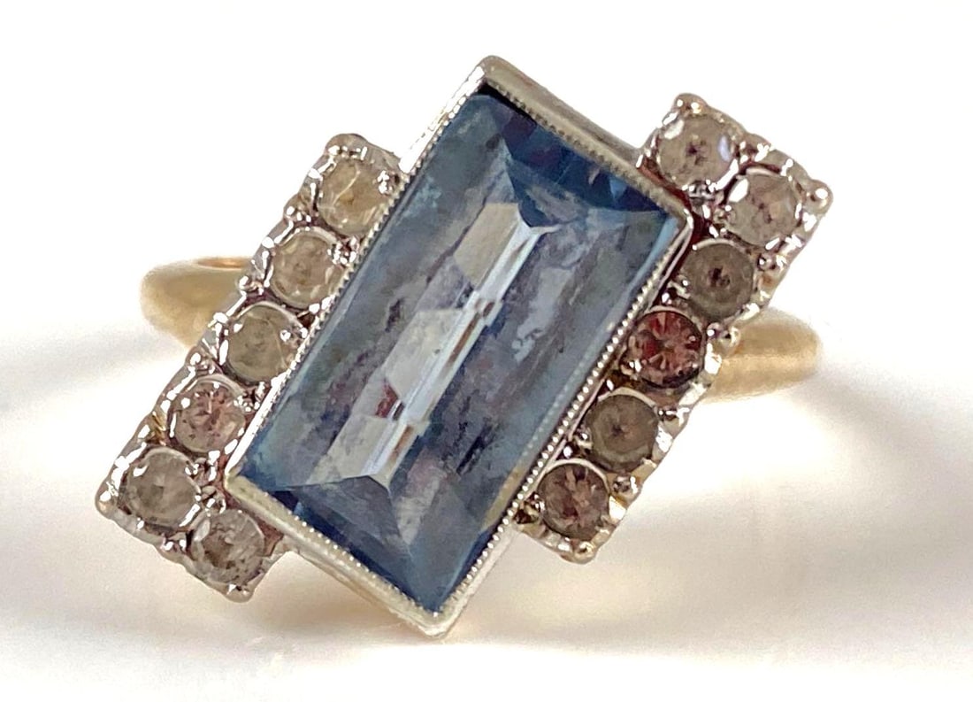 Saxony 10K Gold Aquamarine and CZ Ring (1 of 7)