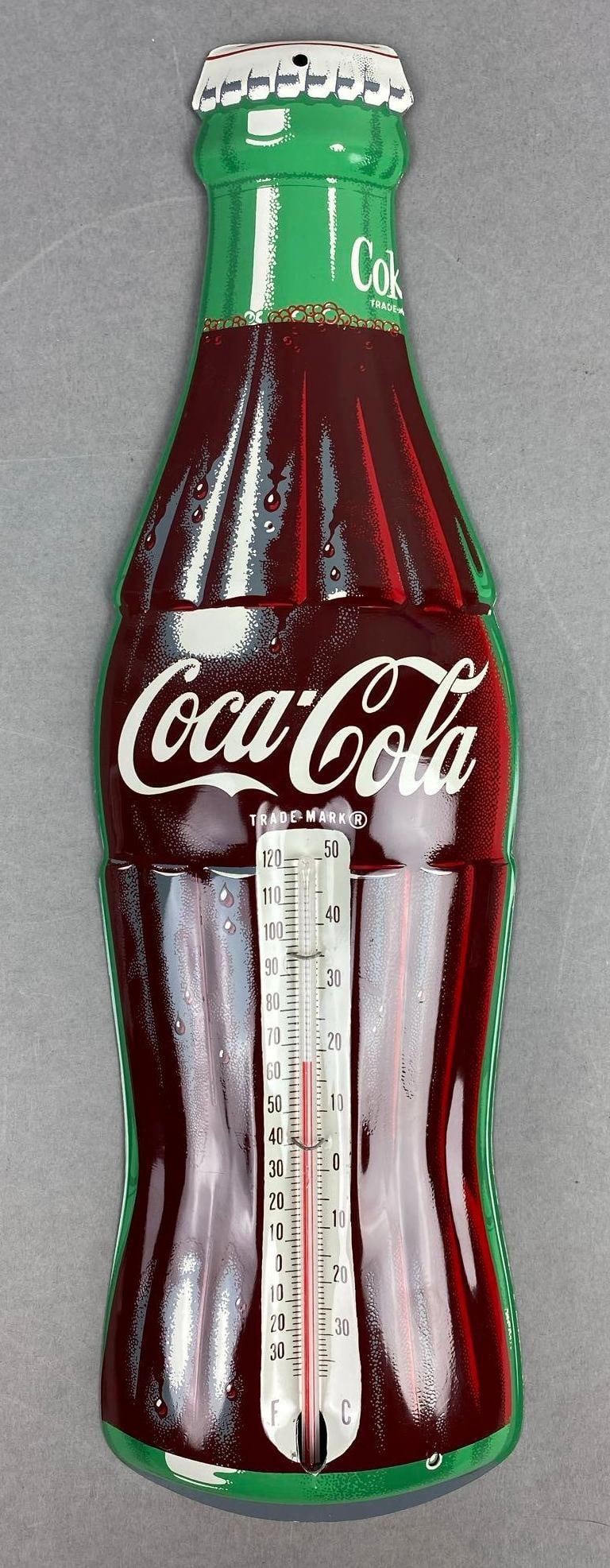 Coca-Cola Bottle Metal Advertising Thermometer (1 of 3)