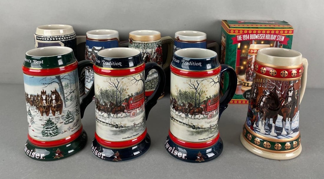 Group of 8 Budweiser Christmas Beer Steins (1 of 5)