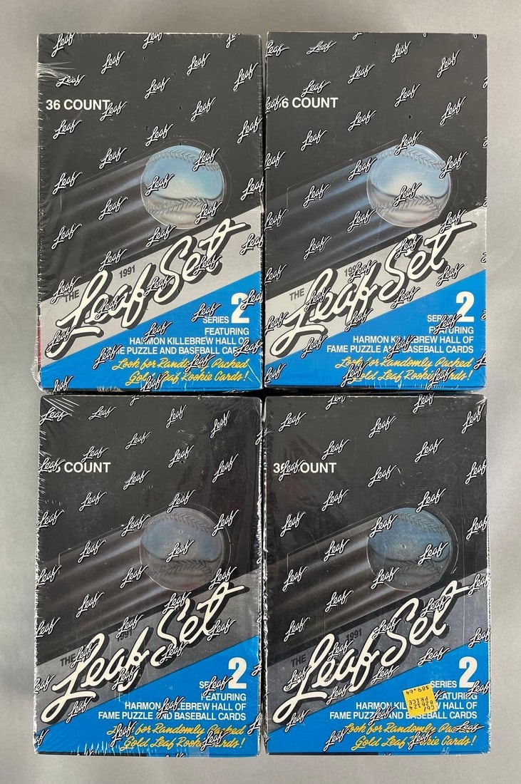 Group of 4 1991 Leaf Set Baseball Factory Sealed Cello Packs (1 of 3)