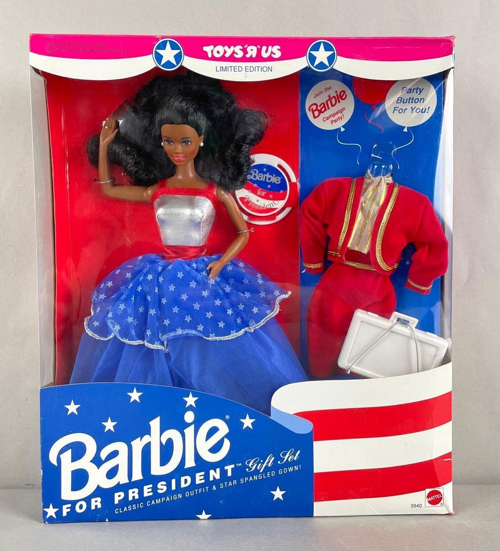 Limited Edition Mattel Barbie for President Fashion Doll Gift Set: Original toys r us packaging, 11 1/2 inch doll